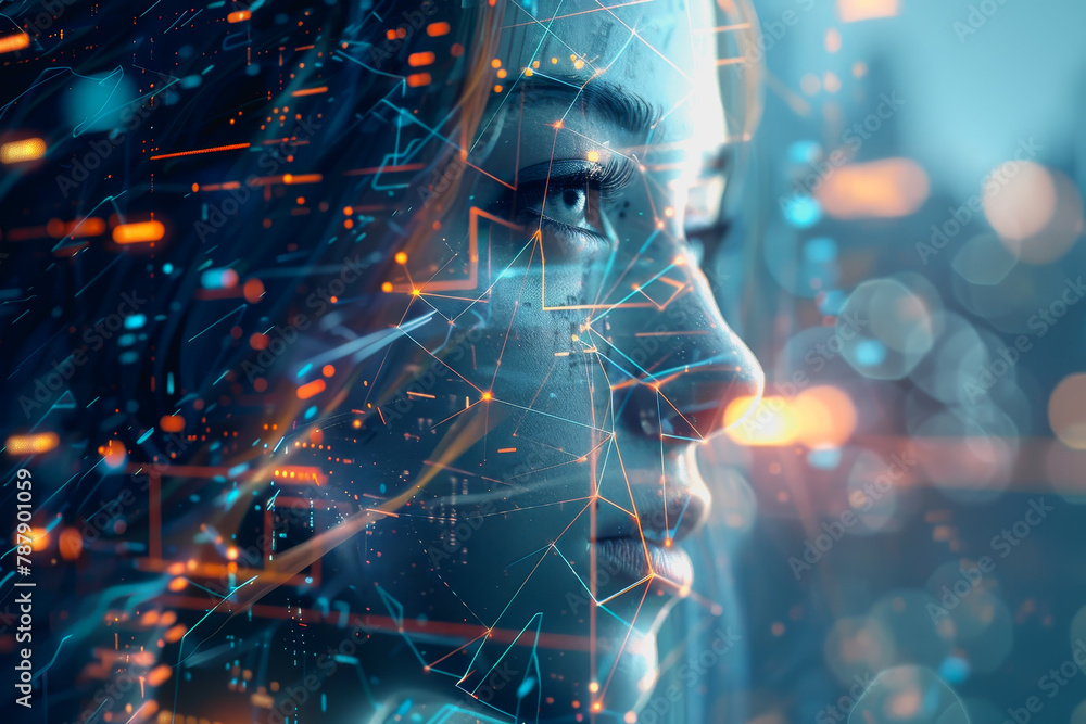 Poster abstract ai learning technology, big data learning