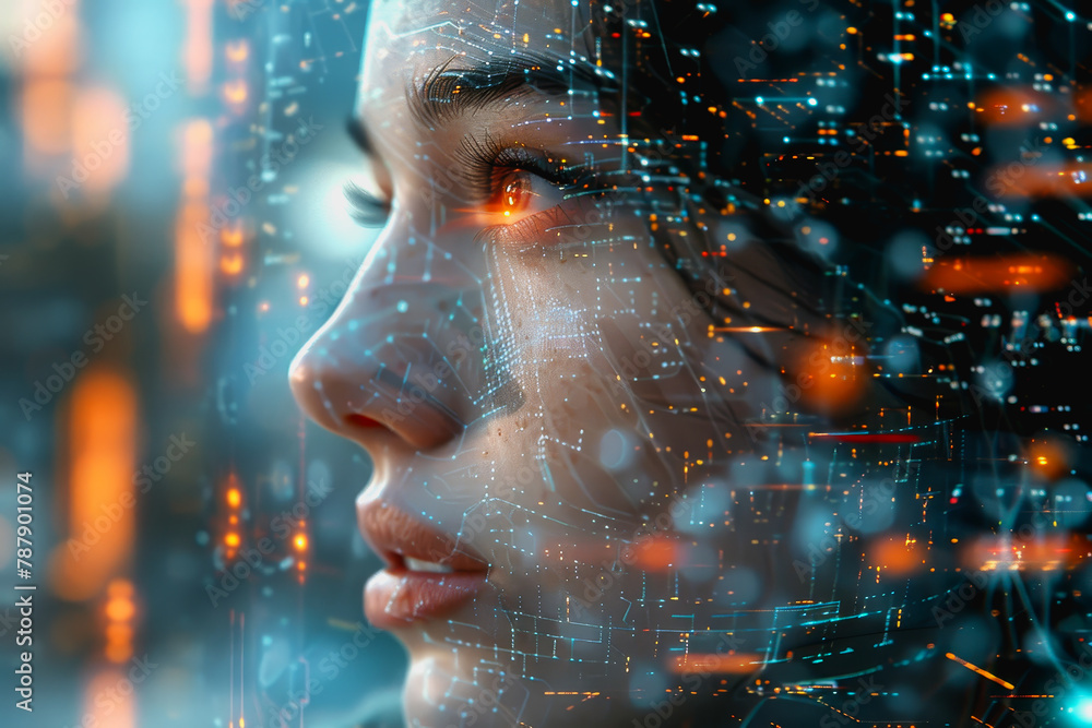 Poster abstract ai learning technology, big data learning