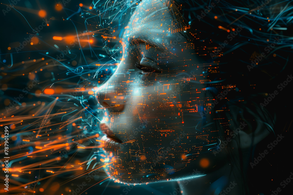 Poster abstract ai learning technology, big data learning