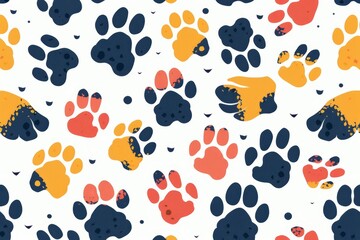 Pattern with multicolored animal paws