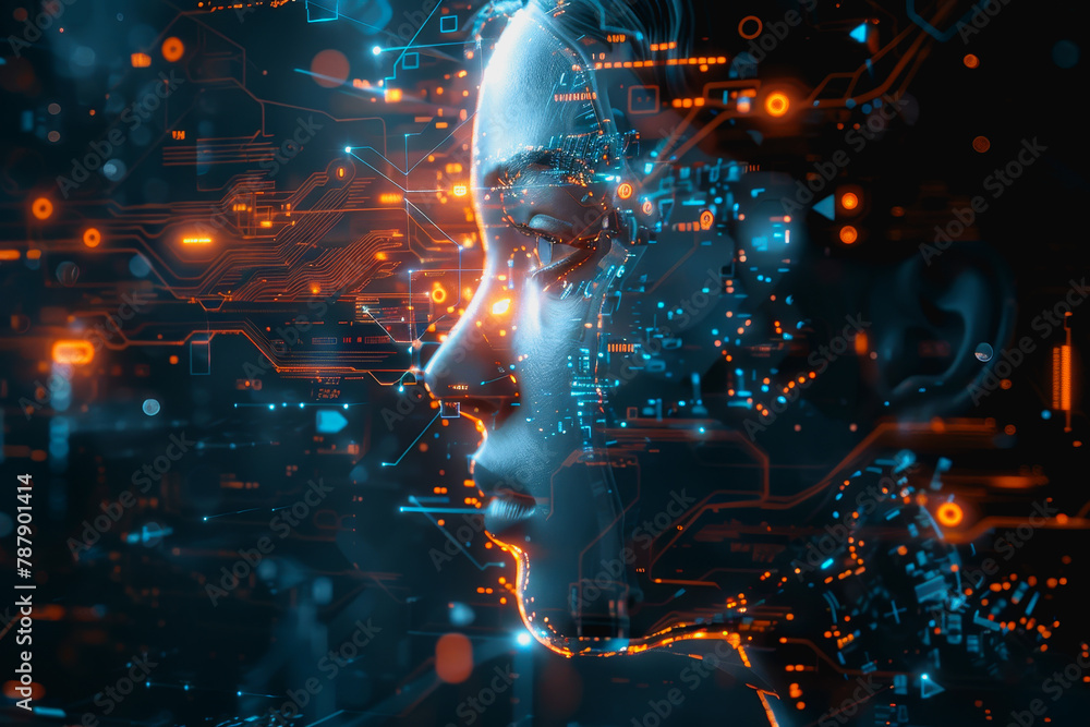 Poster abstract ai learning technology, big data learning