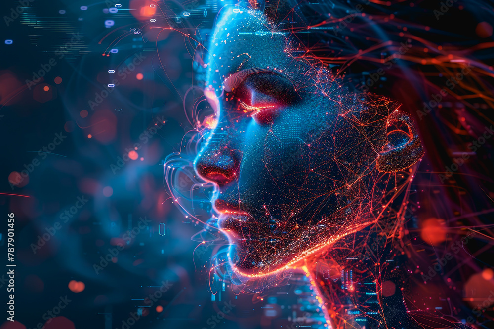 Poster abstract ai learning technology, big data learning