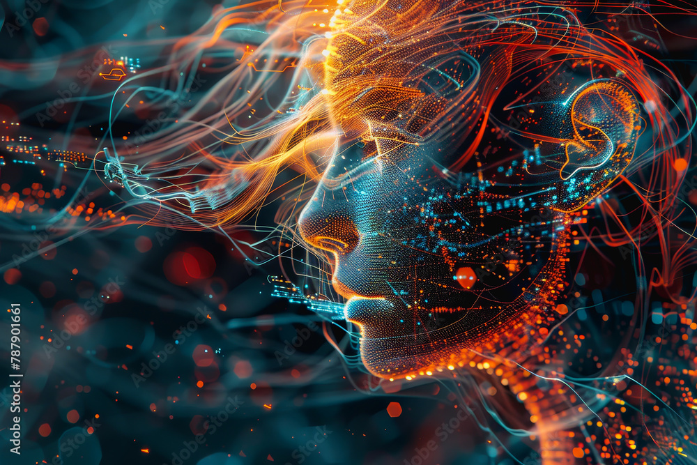 Poster abstract ai learning technology, big data learning