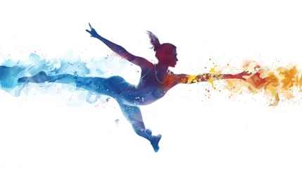 Poster Im Rahmen watercolor design of a female Olympic gymnast, generative Ai © Zoya