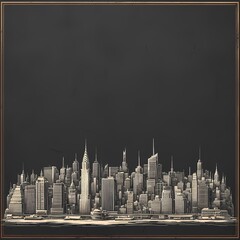 Vibrant Cityscape Vector Art - Iconic New York Skyline in Chalkboard Style