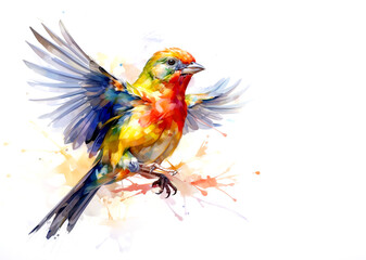 Image of painting painted bunting bird on a white background., Birds., Wildlife Animals.