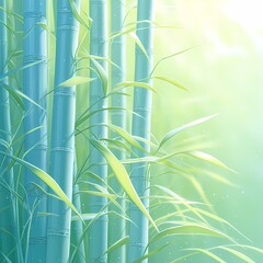 Fototapeta na wymiar A Captivating Close-up of a Serene Bamboo Forest, Ideal for Calming Visuals and Nature-Inspired Designs