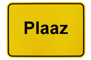 Illustration eines Ortsschildes der Gemeinde Plaaz in Mecklenburg-Vorpommern - obrazy, fototapety, plakaty