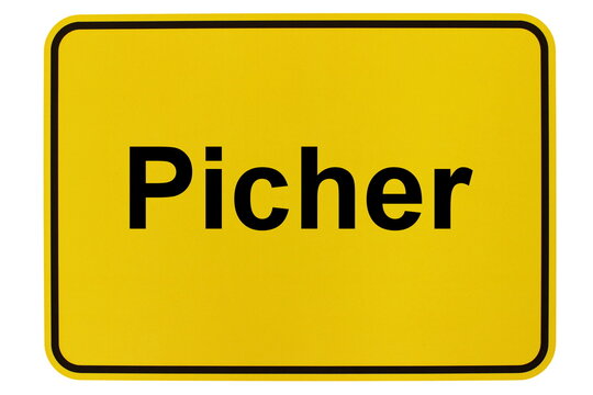 Illustration eines Ortsschildes der Gemeinde Picher in Mecklenburg-Vorpommern