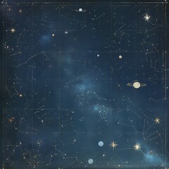 Vibrant Celestial Map for Astrological Interpretation & Star Gazing - obrazy, fototapety, plakaty