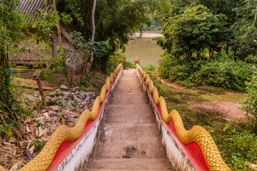 Stairs to Nam Our river in Muang Ngoi Neua village, Laos
