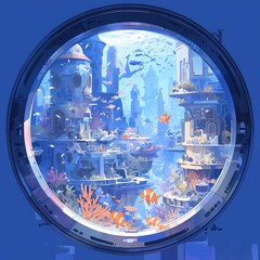 Exploring a Sustainable Underwater World - A Vivid Depiction of Life Inside a Submerged City