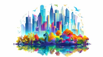 Smart city and ecological concept. New eco-friendly technology, infrastructure, communication, technological progress