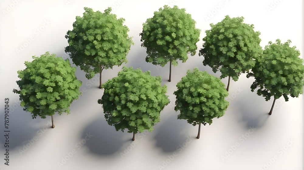 Aufkleber a group of garden privet trees in top view with a clear background in 3d