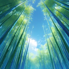 Ethereal Bamboo Grove with Sunlit Rays and Zen Atmosphere