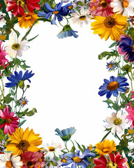 Vertical frame of flowers, copy space