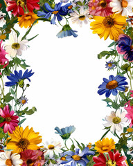 Fototapeta premium Vertical frame of flowers, copy space