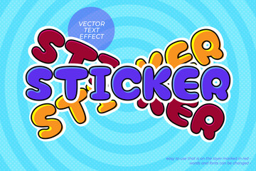 Editable text effect three sticker font style, graphics illustration