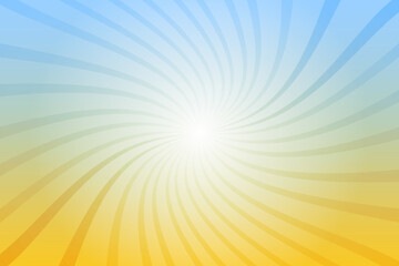 Abstract blue and yellow background with sun ray. Summer vector illustration