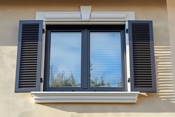 PVC windows with shutters and bug screen