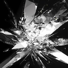Stunning Monochrome Image of Abstract Shattered Glass - Perfect for Artistic Backgrounds or Creative Projects