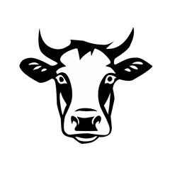 black and white cow vector logo