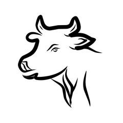 black and white cow vector logo