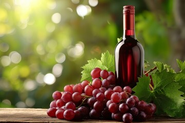Obraz premium Red wine with fresh grapes