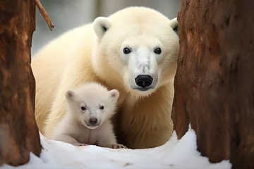 Foto op Aluminium Polar bear (Ursus maritimus) mother and cub © Obsidian