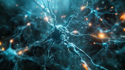 network of neurons receiving information - obrazy, fototapety, plakaty