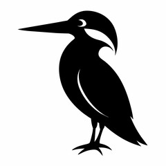 Kingfisher Bird silhouette Vector Illustration.  Kingfisher Logo design concept is isolated on a white background. 