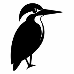 Kingfisher Bird silhouette Vector Illustration.  Kingfisher Logo design concept is isolated on a white background. 