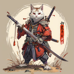Feline Knight: Cat Warrior Wields Sword, Defending Honor with Fierce Prowess and Agile Grace in Imaginative Realm