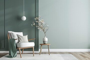 Elegant home design interiors. Minimalist modern composition in clean colors.