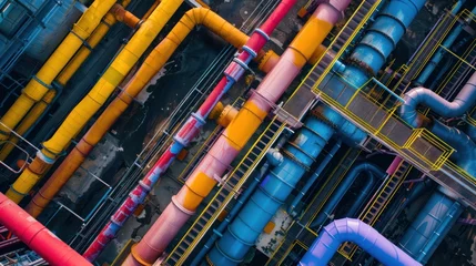 Fotobehang Colorful pipes in industry, pipes in gas factory © @_ greta