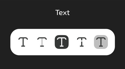 Text icons in 5 different styles as vector	