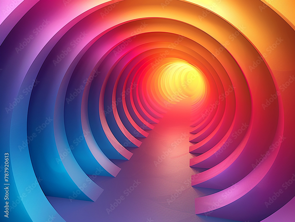 Poster modern trendy gradient color background light and shadow pattern with concentric 3d rings