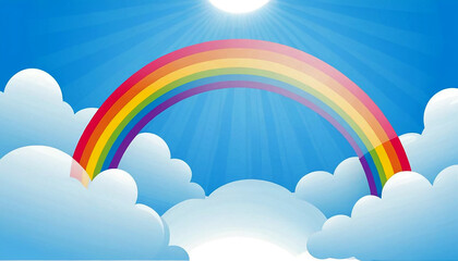 Stylized vector cartoon style image of a rainbow