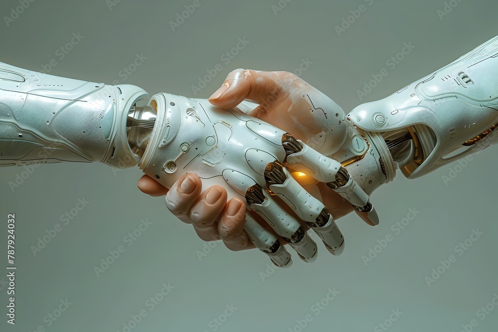 Poster bionic handshake bridging the human machine divide for a future of and progress