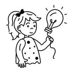Check out doodle icon of a creative girl 