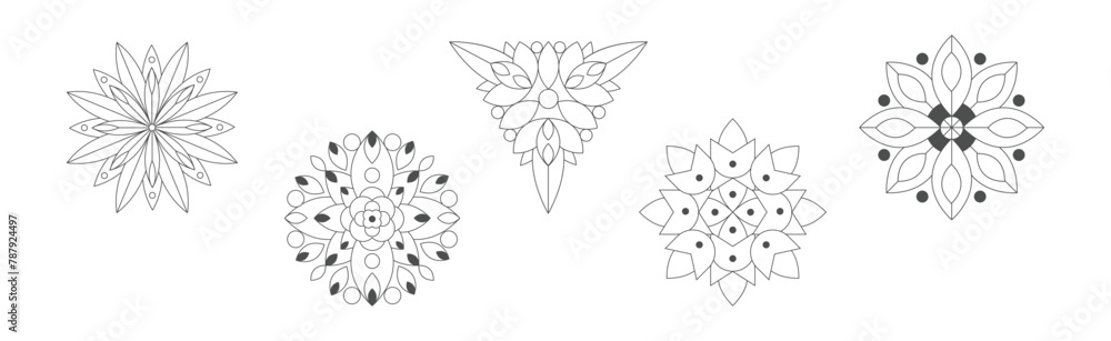 Poster geometric style ornamental linear shape and form vector set