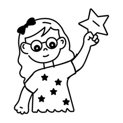 Premium hand drawn icon of girl prize 