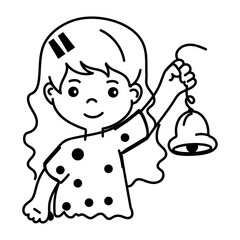 Check out doodle icon of girl ringing bell 