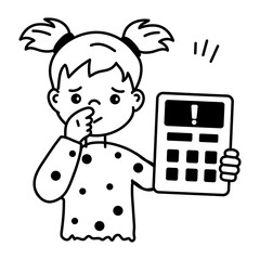 Editable doodle icon of calculator error 