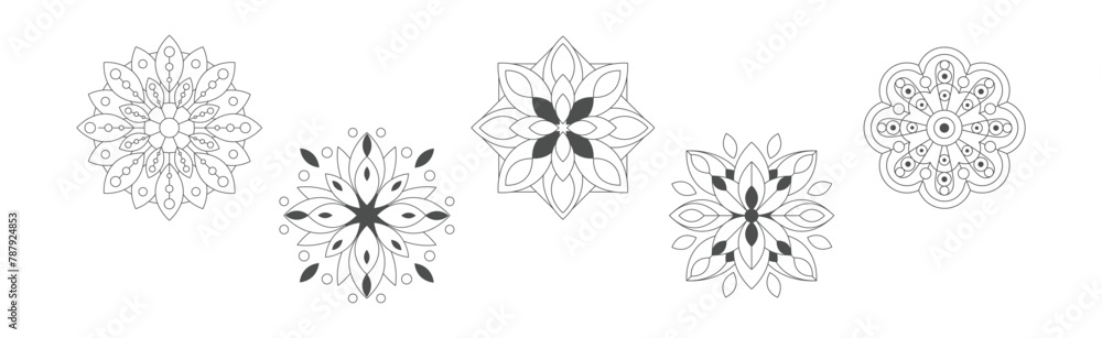 Poster geometric style ornamental linear shape and form vector set
