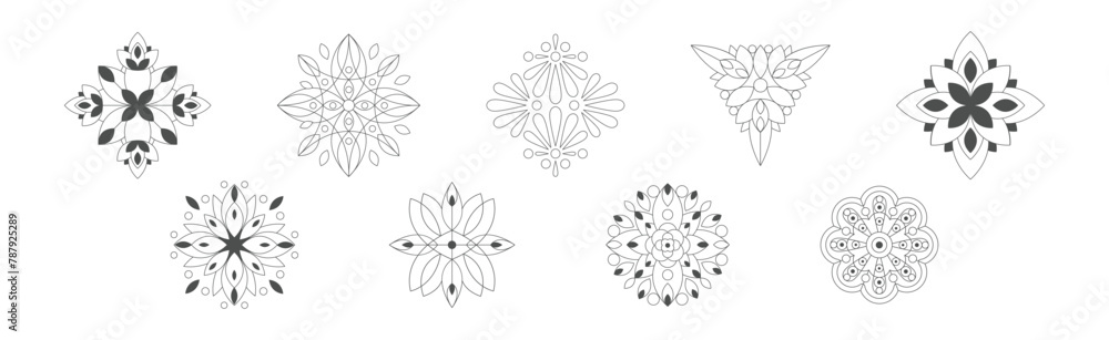 Poster geometric style ornamental linear shape and form vector set