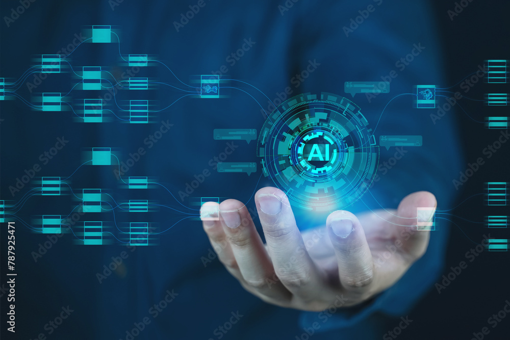 Aufkleber ai, ai artificial intelligence people using technology and ai application.