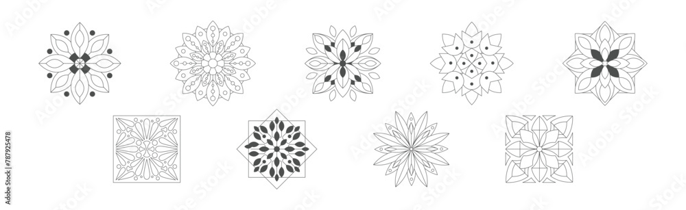 Poster geometric style ornamental linear shape and form vector set