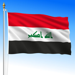 Iraq official national waving flag, asiatic country, vector illustration