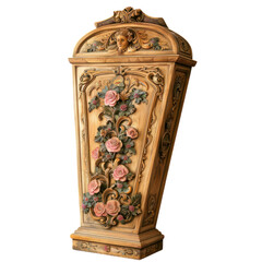 Coffin of Rococo Art isolated on transparent png.